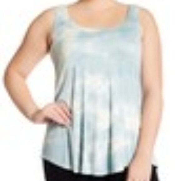 H.I.P. Nordstrom Tie Dye Tank Top Ribbed Knit Scoop Neck Blue/Green Size 1X - Picture 4 of 4